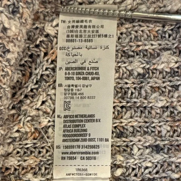 Abercrombie & Fitch Sweater XS Cropped Chunky Knit Neutral Crewneck Pullover - Picture 13 of 15